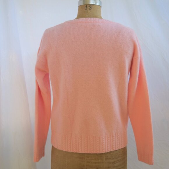 vtg 90s CHAUS Pink Fuzzy Angora Rabbit Hair Wool Crew Sweater Y2K Cottagecore M - Picture 7 of 9